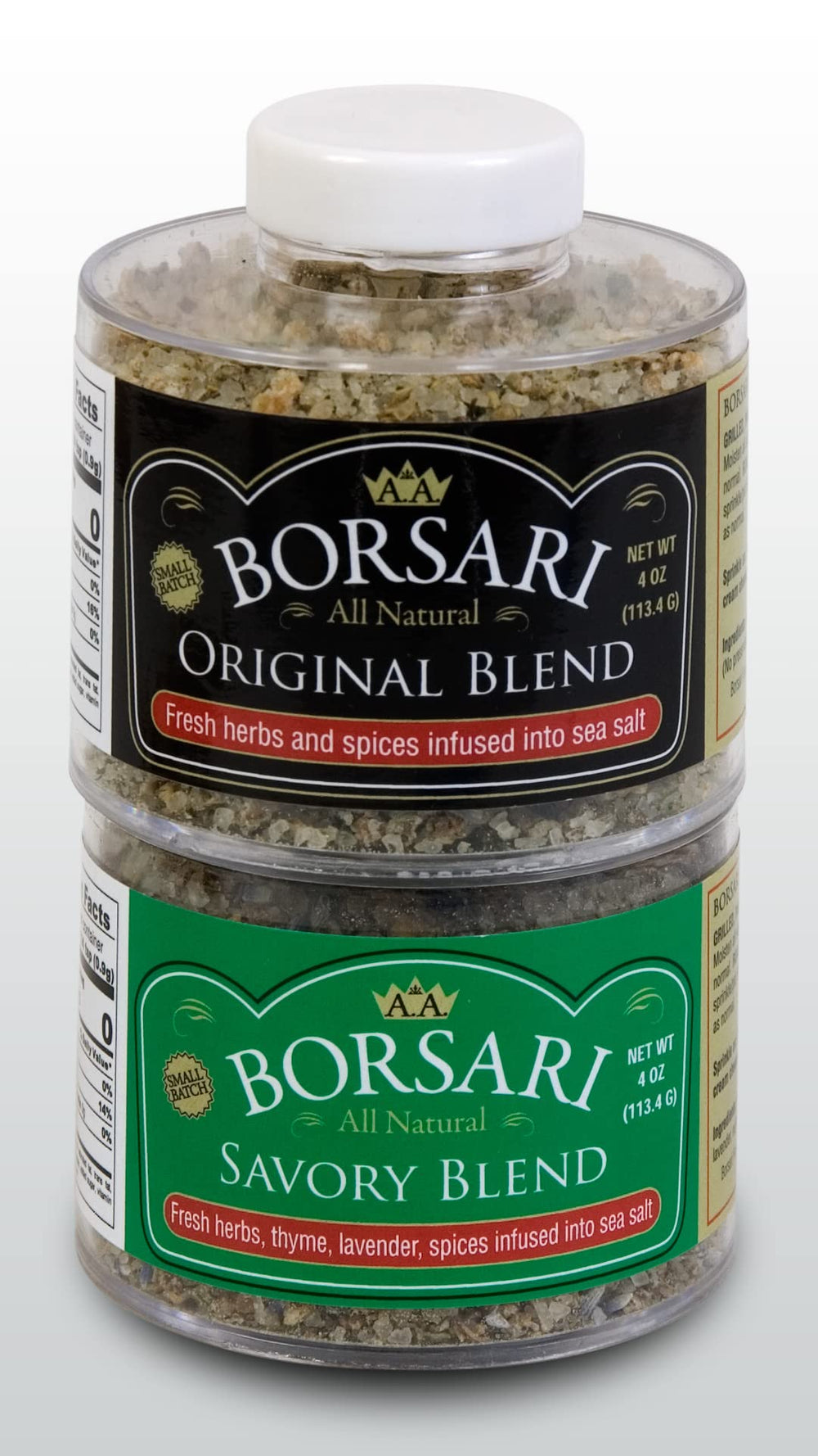 Borsari savory salt bottle showcases bold flavor for meats and vegetables