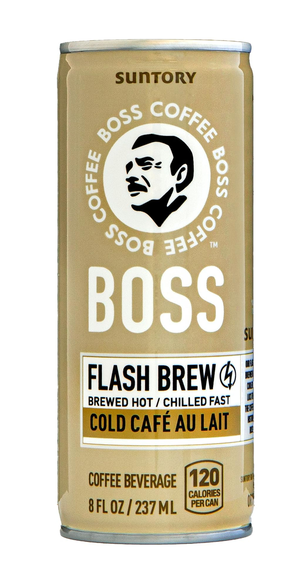 BOSS Coffee flash brew can, bold flavor ready for on-the-go enjoyment.