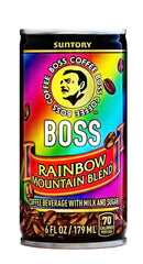BOSS Rainbow Mountain coffee can front for on-the-go energy