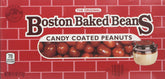 Boston Baked Beans candy-coated peanuts in a jar offer a crunchy, sweet snack.