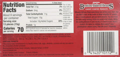 Boston Baked Beans packaging label highlights Mexico origin and snack appeal.