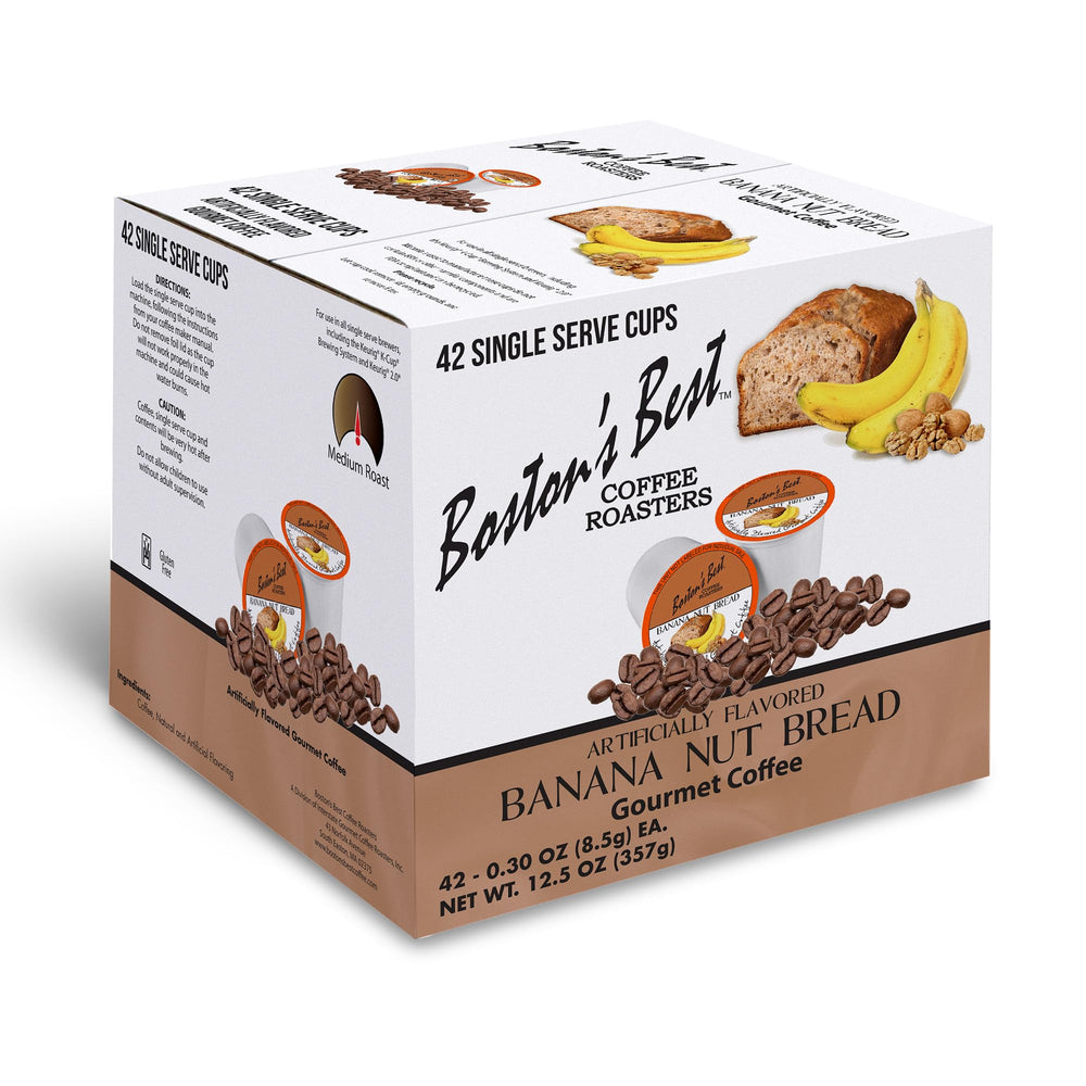 Bostons Best Banana Nut Bread coffee cup ready for quick Keurig brewing with rich aroma