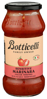 Botticelli Marinara Sauce bottle highlights rich, Italian flavor ideal for weeknight pasta.