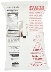 Boulder Canyon chips close-up shows golden, crispy HKry BBQ seasoning.