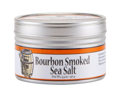 Bourbon Barrel Foods bourbon smoked sea salt crystals close-up on a spoon showing smoky texture