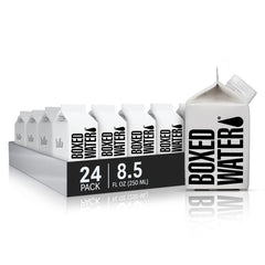 Boxed Water mini 8.5oz pack exterior, lunchbox-ready and portable.
