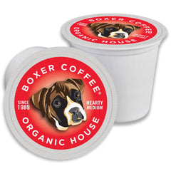 Boxer Coffee Organic House Blend 52-count box with eco-friendly packaging for greener offices.