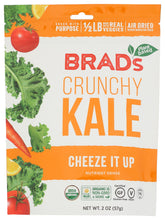 Brad's Plant Based Kale Cheeze It Up Chip pack shot shows portable, dairy-free snacking.