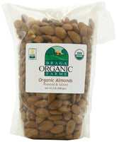 Braga Organic Farms roasted salted almonds front view, perfect on-the-go snack