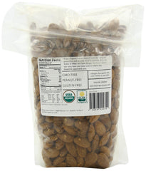 Braga Organic Farms almonds side view, even sea salt seasoning for snacks