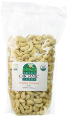 Braga Organic Farms organic raw cashews in a 2-lb bag, ideal for snacking and cooking.
