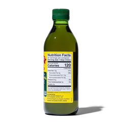 Bragg olive oil pouring action showcases smooth flow for dressings and finishing touches.