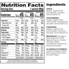 Brainiac Applesauce Apple-Strawberry pouch for lunchboxes and healthy snacking