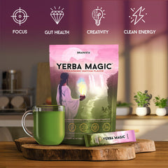 Brainista Yerba Magic ready-to-drink glass demonstrates clean energy on demand