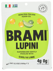 BRAMI Lupini Beans Snack chili lime pack shot highlighting convenient, flavorful protein.