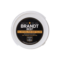 Brandt Beef Tallow in a hot frying pan ready for searing.