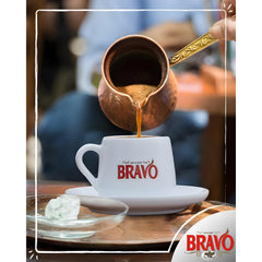 Bravo Classic Greek Coffee roasted beans show rich color for a fragrant morning.
