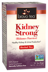 Bravo Tea Kidney Strong packaging showcases premium herbal blend and quality ingredients