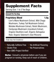 Open Bravo Teas 6Mushroom Dfns packet ready for infusion