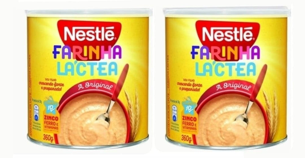 Brazil in Texas Farinha Lactea original can front view, quick Brazilian breakfast porridge