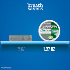 Breath Savers 3-hour freshness promotes prolonged confidence between sips and meals.