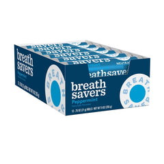 Breath Savers Peppermint rolled mints 12-piece roll for on-the-go freshness.