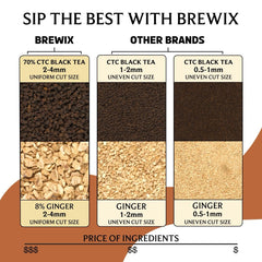 BREWIX Masala Chai ingredients close-up showing cardamom, cloves, and spices.