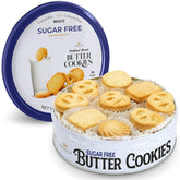 BREXONIC Sugar Free Butter Cookies in round tin, an elegant gift presentation