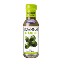 BRIANNAS Avocado Oil Herb Vinaigrette bottle showcases premium avocado oil for vibrant, gluten-free salads