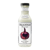BRIANNAS Creamy Blue Cheese Dressing bottle on table enhances salads.