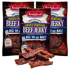 Bridgford Sweet Baby Ray's beef jerky 3-pack box for on-the-go snacking