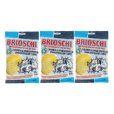 Brioschi lemon candies in a three-pack, a refreshing digestive treat on the go