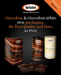 Spoon scooping Bristot Cioccobon powder for quick hot chocolate prep