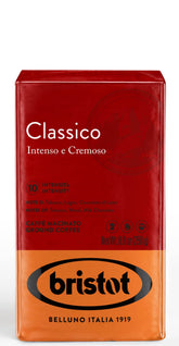 Bristot Classico ground espresso in a moka pot delivers bold aroma and smooth body.