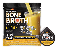 Brite Start chicken bone broth on-the-go packets offering protein-rich nourishment