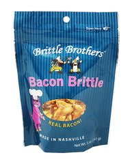 Brittle Brothers Bacon Peanut Brittle 5 oz gift bag with savory crunch and nut-forward sweetness