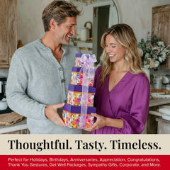 Broadway Basketeers gourmet snacks assortment featuring cookies and popcorn for indulgent snacking.
