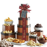 Broadway Basketeers sympathy gift basket tower with tiered presentation for comforting condolences