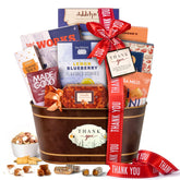 Broadway Basketeers thank you gift basket open display, perfect for gifting warmly.