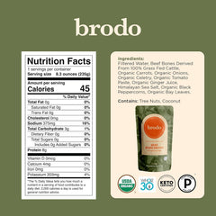 Brodo collagen-protein broth pouch adds protein for everyday nourishment.