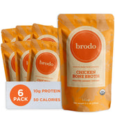 Brodo organic chicken broth bottle showing rich liquid for quick meals