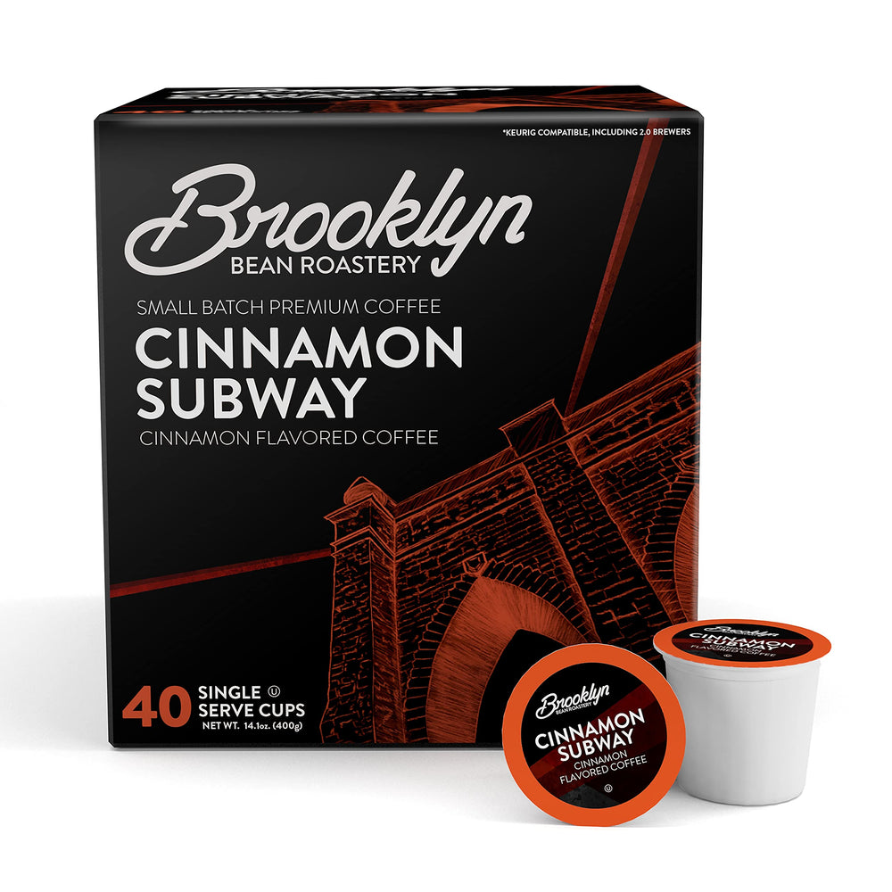 Brooklyn Beans Cinnamon Subway coffee pod close-up highlighting warm cinnamon aroma for mornings