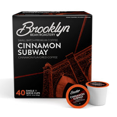 Brooklyn Beans Cinnamon Subway coffee pod close-up highlighting warm cinnamon aroma for mornings