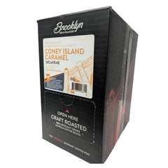 Keurig-compatible Brooklyn Beans Coney Island Caramel Decaf brews smoothly for quick mornings.