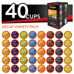 Brooklyn Beans decaf assorted pods pack ready for Keurig use and flavorful mornings.
