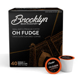Brooklyn Beans Oh Fudge pods close-up, showcasing rich chocolate aroma for a satisfying morning cup.