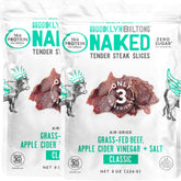 Brooklyn Biltong air-dried beef slices, high-protein snack.