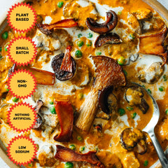 Brooklyn Delhi ingredients label highlights plant-based, no artificial ingredients.