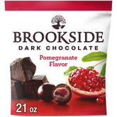 Brookside dark chocolate with pomegranate centers bag view: ideal for on-the-go snacking.