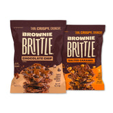 Brownie Brittle chocolate chip 1oz bag with crispy bite for on-the-go snacking.